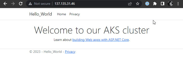 Hello World application using its title from Azure Key Vault